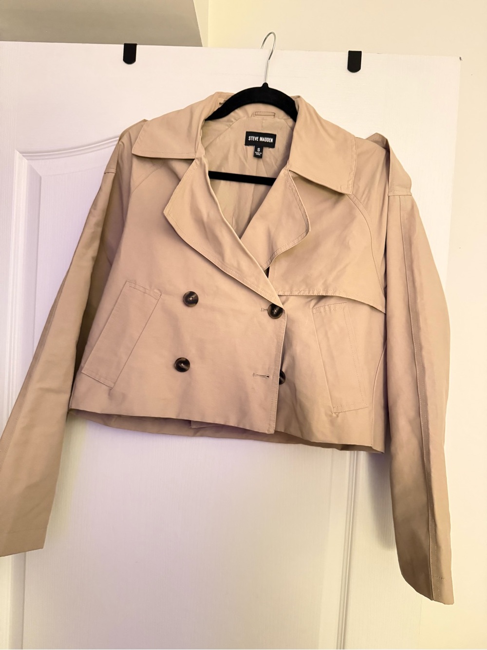 Steve Madden Cropped Taupe Trench Coat